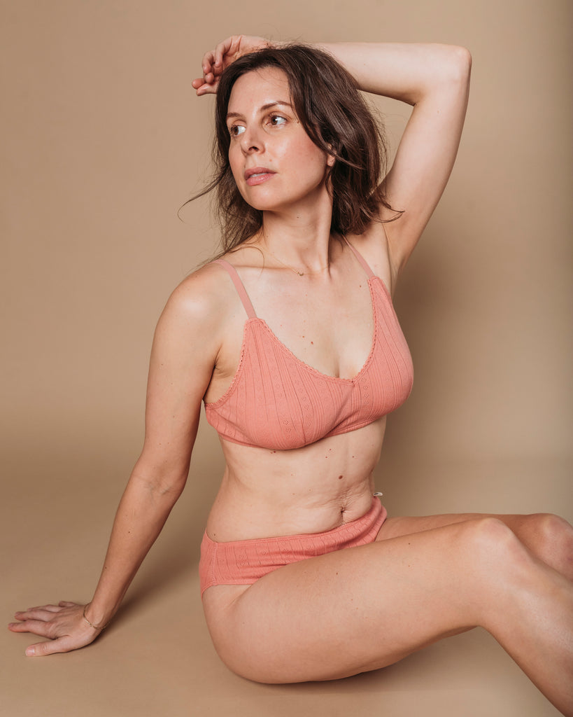 Pointelle Bra Natural Plant Dyes 100% Organic Cotton