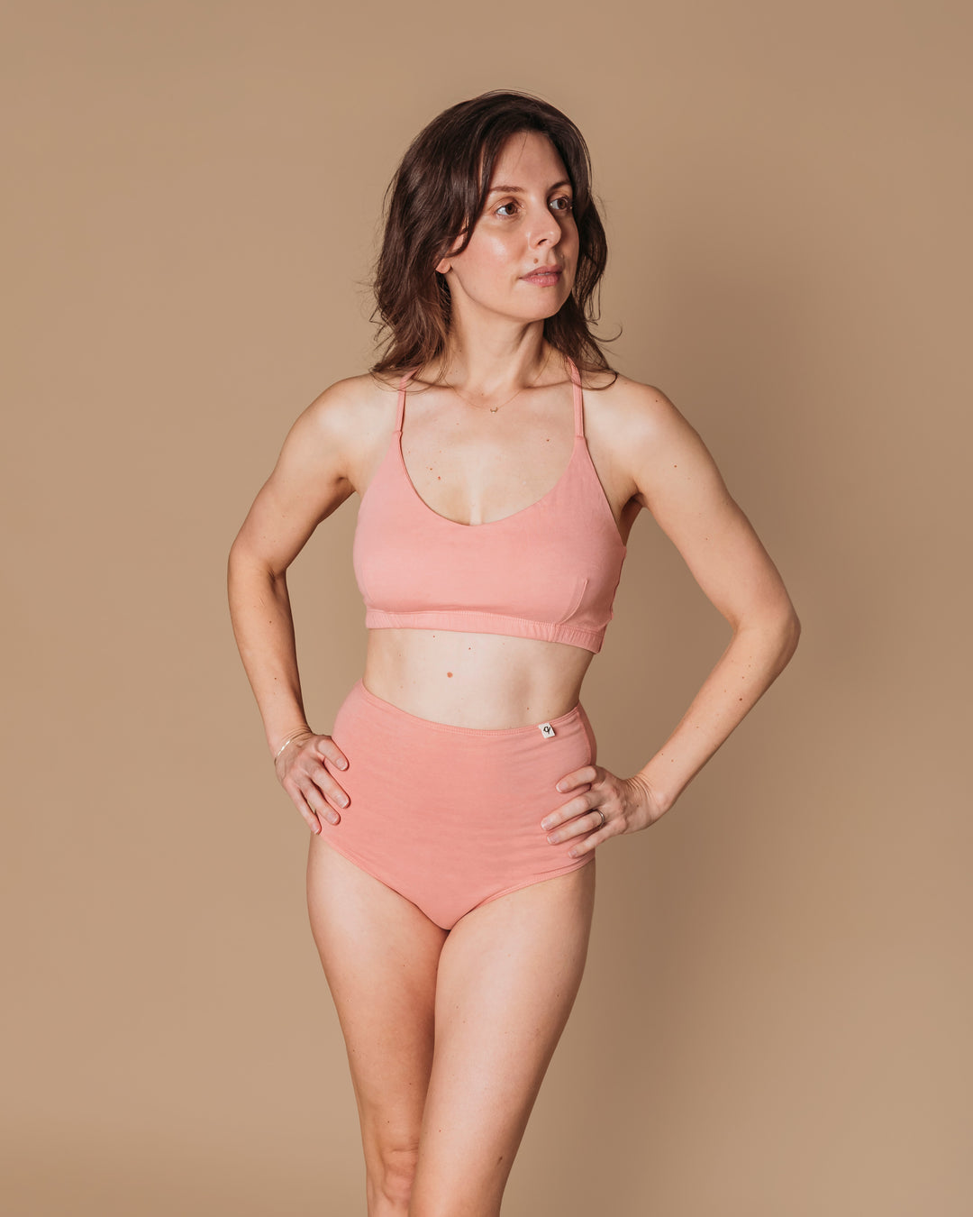 Women's High Waist Briefs & Bralette Set (4 Pack) - Natural, Plant Dyes - 100% Organic Cotton